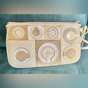 Coach iridescent patchwork wristlet